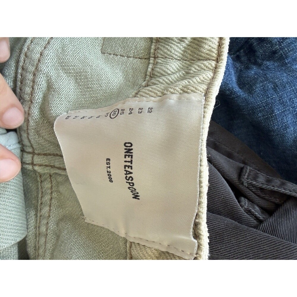One Teaspoon Bandit Shorts 26 Denim Archive Faded Khaki 100% Cotton Button Fly - Picture 5 of 5